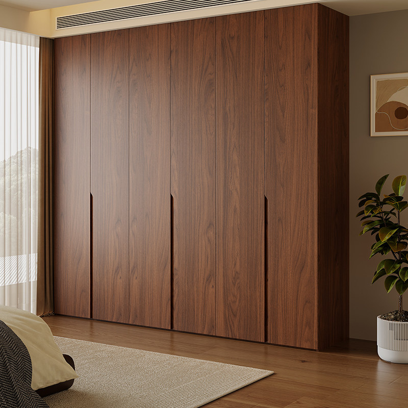 定制全实木衣柜胡桃木一门到顶免拉手新款2024年家用卧室橡木衣橱