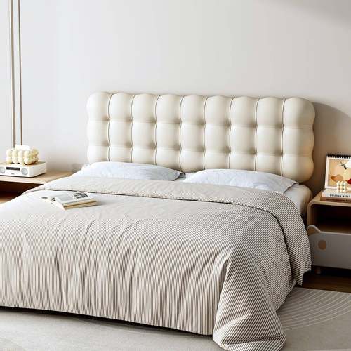 奶泡床头软包靠背垫改造奶油风新榻榻米无床头小靠皮F99S679M革靠