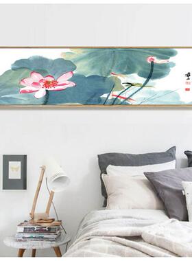 中式横幅花鸟头装新饰画画房芯酒店工装客卧室海棠FMM花床挂画