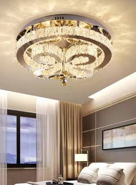 现代简约LED圆形卧室灯 方形客厅吸顶灯 Crystal Ceiling Lamp