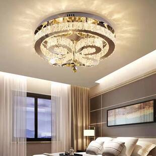 现代简约LED圆形卧室灯 方形客厅吸顶灯 Crystal Ceiling Lamp
