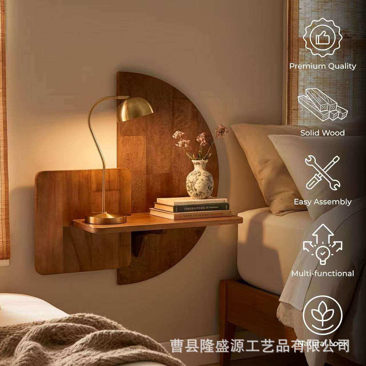 跨花装境木墙壁置物架酒店民宿墙面装饰壁挂收制纳架实木架LSY-25