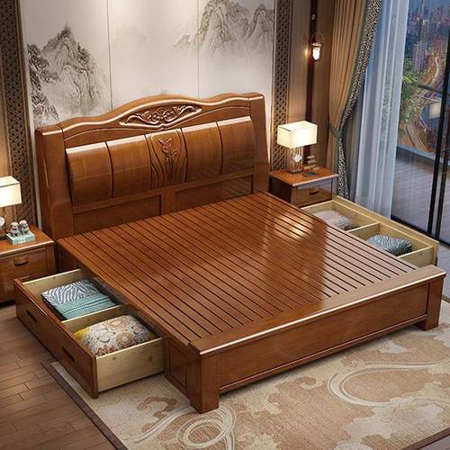 实木床1大.82米双人床主室床经济型.2米储物0022床架橡木床卧婚床