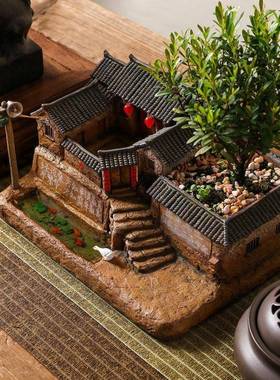 建古怀旧老房子模型摆件厅桌BD100902面微景观盆客景造景复装饰中