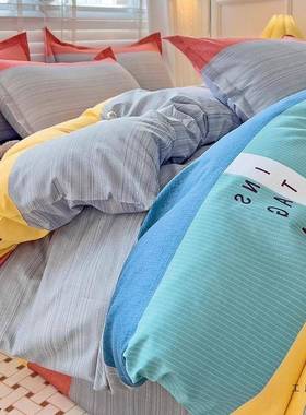 四季新款舍四件套纯洗棉磨毛F5M7M55H用套件学生宿单人床3三件套