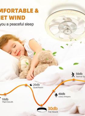 现简900约卧室吸顶扇R灯G代BCW带遥控无风极调光吊扇