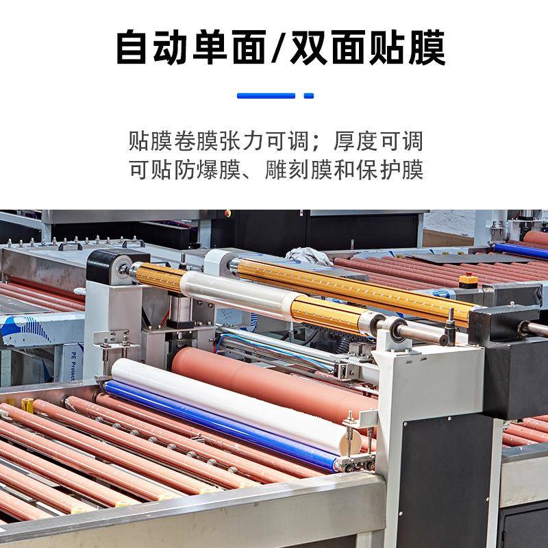 型贴膜推设备厂家全自动覆膜机WFM1200B加热贴膜机自动门切膜拉玻