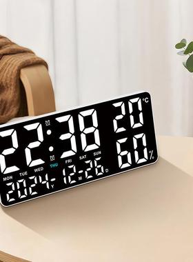 新湿款温度H客厅挂钟简约功多能电子钟大字体带夜灯多组闹钟GH900