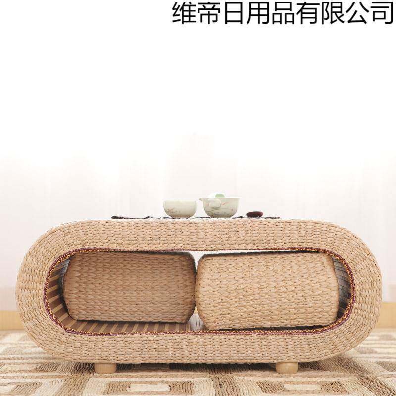 藤编草编茶几飘窗桌日式实木榻榻米茶几组合茶桌炕桌地台桌小桌子