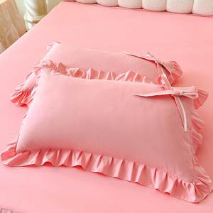 跨境韩纯版柔软HT055007亲肤棉蝴结蕾床蝶裙床罩四件套色床单三丝