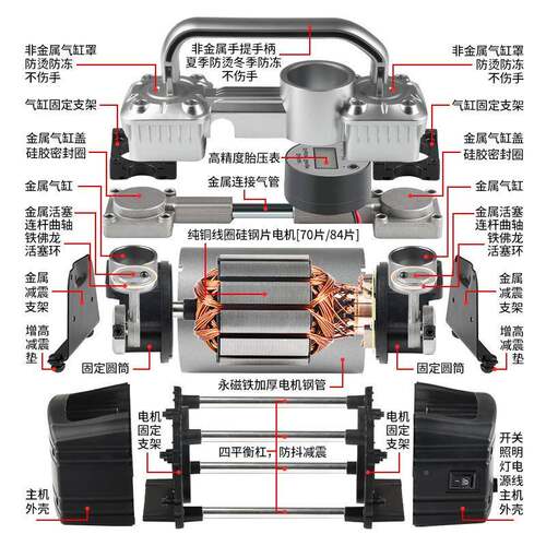 凌匠X5多功能SU电V车载充气双缸340高压大功率动汽轮车用泵胎打气