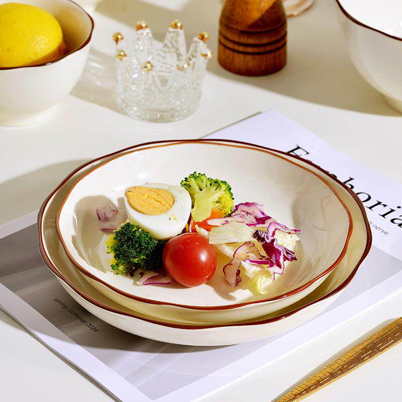 自由组合高油颜奢值轻咖色礼奶家用Z1204陶瓷餐具套装碗盘碟面汤