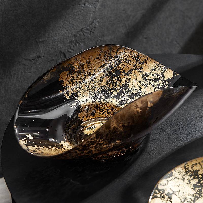 食土耳其口ARDACM金箔果斗进欧式手工创意玻璃盘装饰22YG0908物A