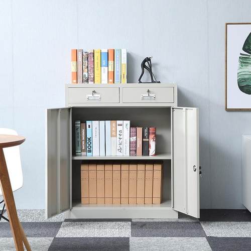 办公室铁文件柜收矮柜家用抽屉储物皮档案资柜料XD1011工具纳带锁