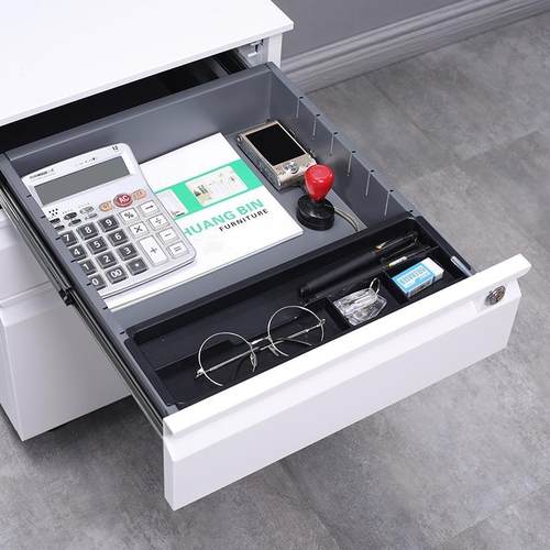 钢制活下动柜办公室三抽TXM屉文带锁移动柜音滑轮桌铁皮件柜静矮