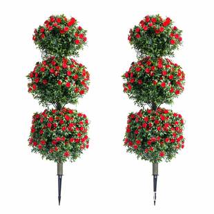 XT跨境新款刺柏地插院子装饰亚马逊圣诞绿植不带盆仿真雪松带地钉