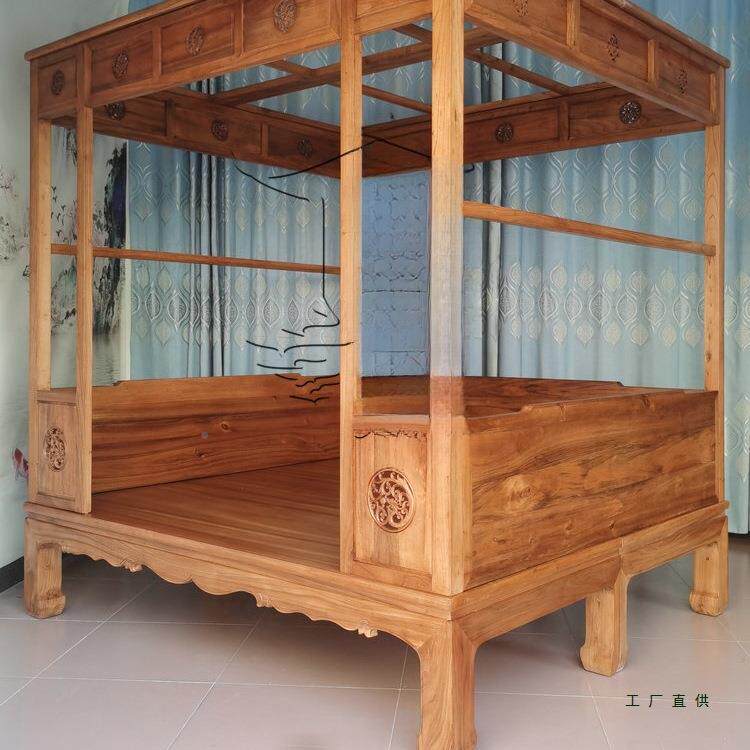 榆木架子床板厚加厚仿古床中式611古代床仿实古拔步床老木式木床