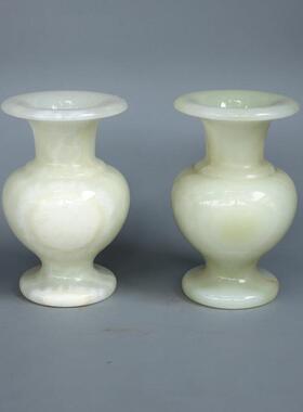 天然阿汗玉小花瓶摆富件办居公品桌观赏品家饰创意酒柜装OFU饰品