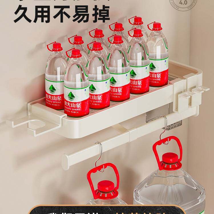 奶油白洗漱台置物架卫生间浴室毛巾架子免打孔壁挂洗手间收纳架