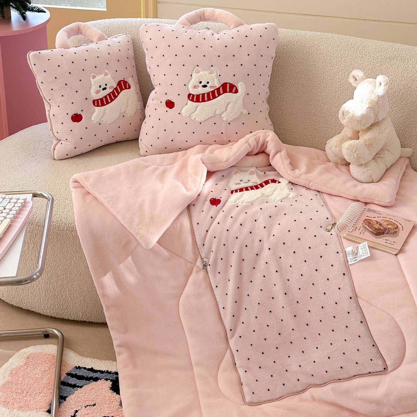 ?冬加厚多功能抱枕被子Fh(x}h(@两用车上睡珊瑚季绒办室午公枕头