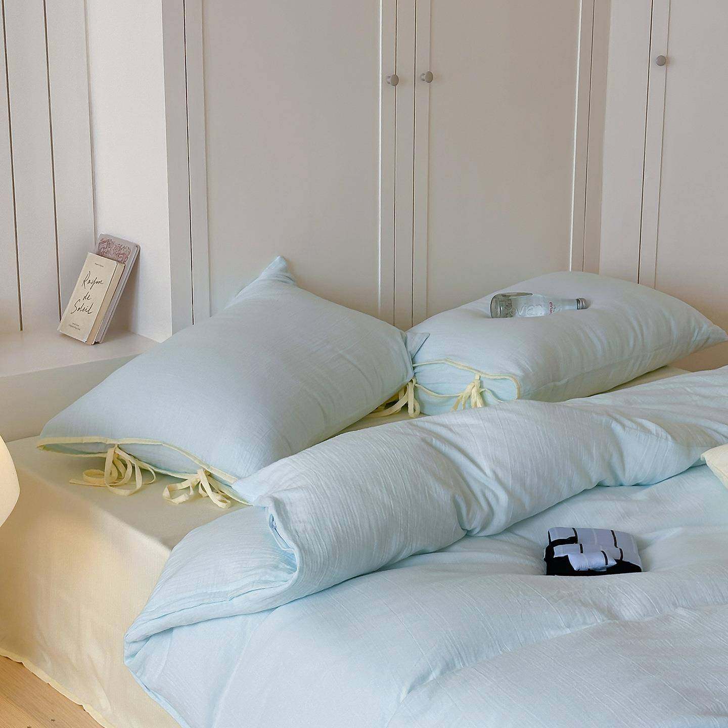 韩式小清新床上四件套纯棉双层纱被套床单绑绳枕套全棉双人床笠款,电子元器件市场,其它元器件,淘宝优惠券,粉丝福利购,淘宝优惠卷