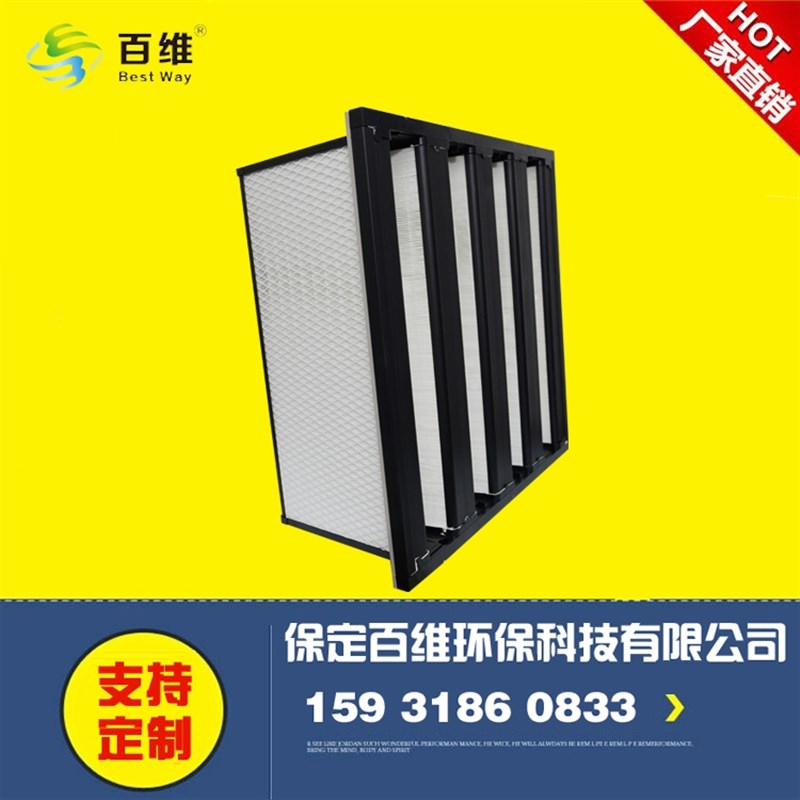 W型V型高效空气过滤器高效亚高效过滤器大风量高效过滤器无隔板