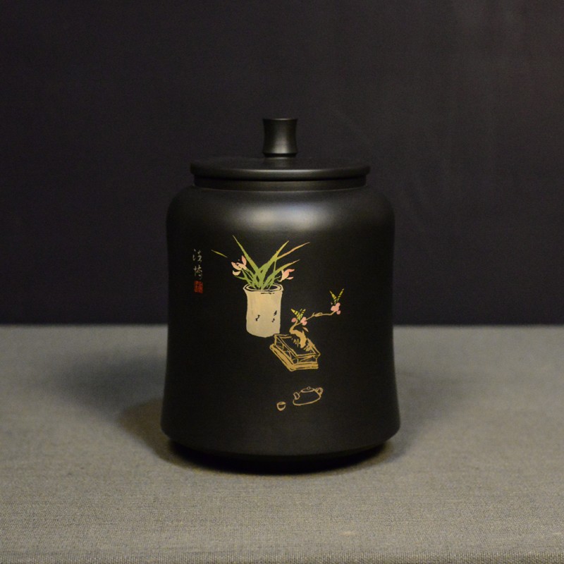 建水紫陶茶叶罐家用小号紫砂茶罐存茶罐密封罐醒茶罐散茶普洱茶罐