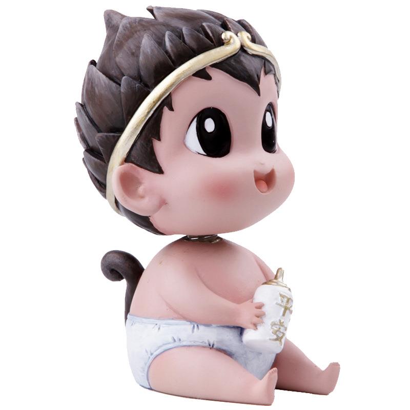 2023新款汽车摆件悟空平安如意车载中控台摆饰可爱摇头卡通公仔男