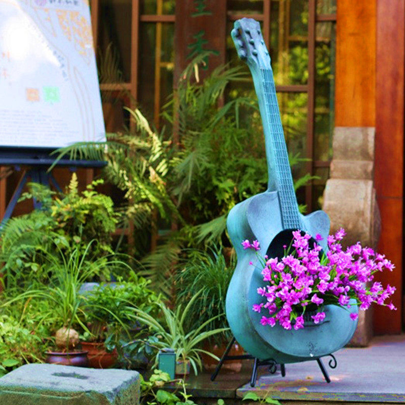 阳台花园布置造景顶楼装饰吉他艺术花盆个性庭院大号创意落地摆件,家居饰品,户外/庭院摆件,淘宝优惠券,粉丝福利购,淘宝优惠卷