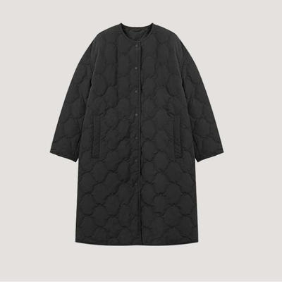 【钱老板推荐】90白鹅绒杜邦弹力丝圆领长款羽绒服女54C122656