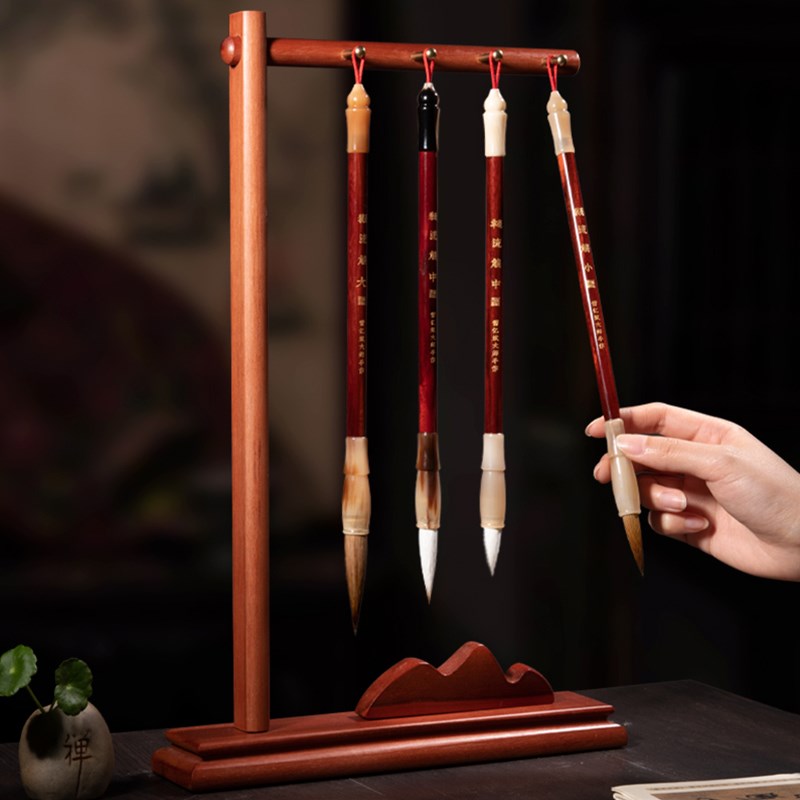 毛笔挂架毛笔架笔架毛笔架实木笔挂新中式多功能文房四宝摆件初学图片
