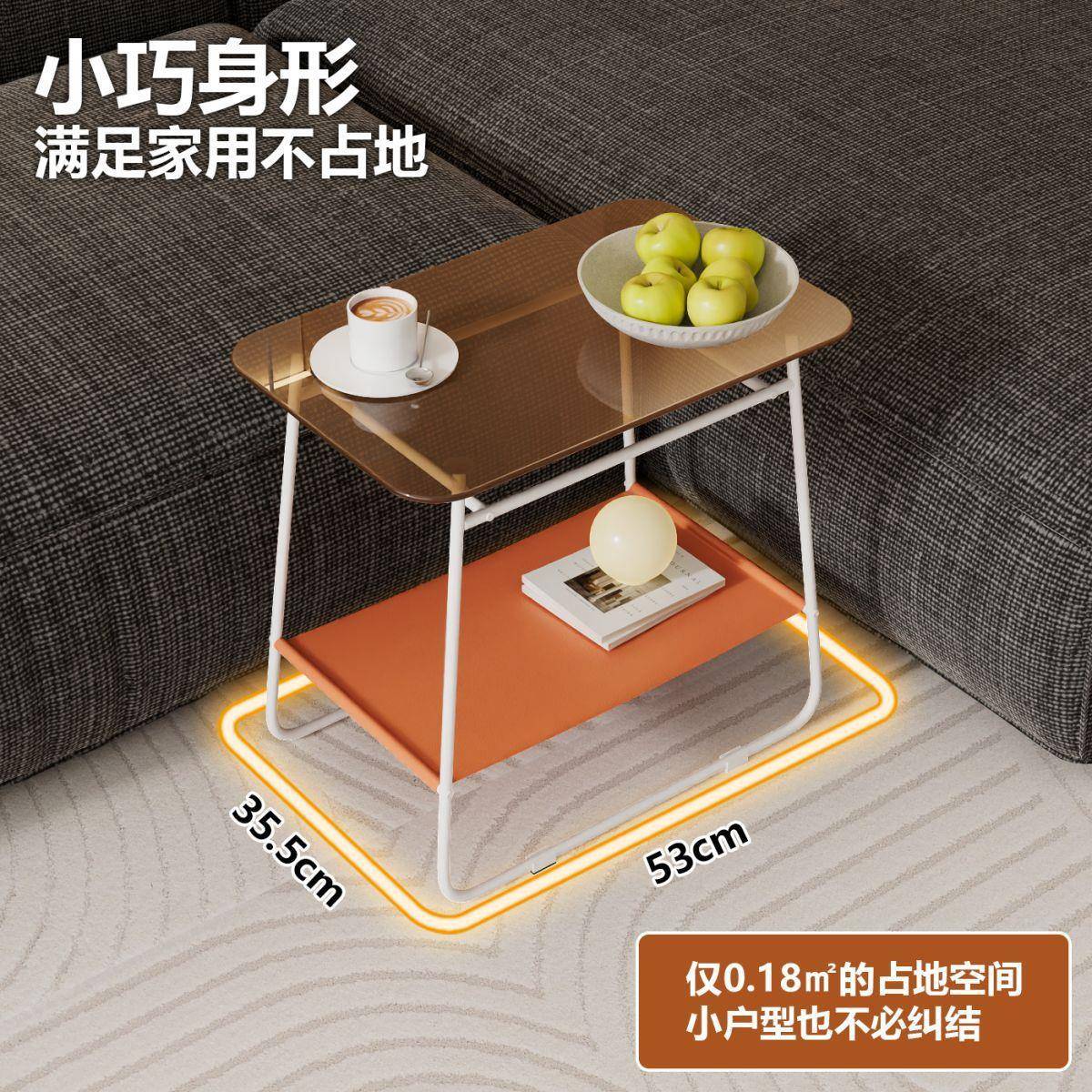 简边几小户约家用钢化玻璃茶小几客厅沙发角几床头置jjt-172物架