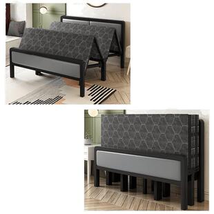 折叠家用架双人床铁床带床垫出租屋简易床无品牌/硬板床办室公午