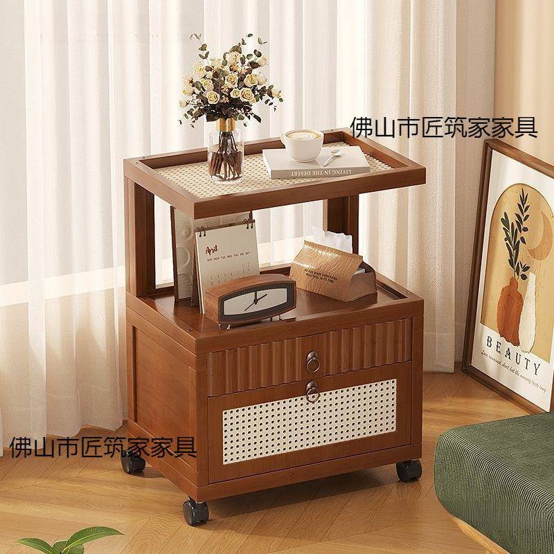 可移动头带轮沙发边床柜柜户型SAP推车客厅置物架简约小复古风桌
