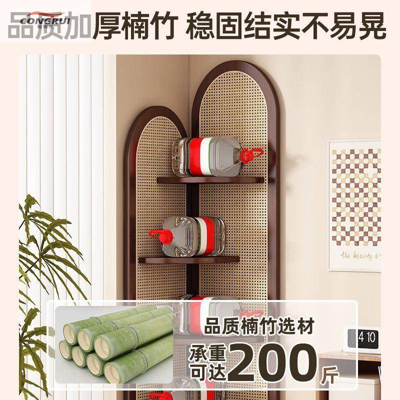 复15749书古藤编转角架落地多层书柜置物架角墙靠墙书本收纳架
