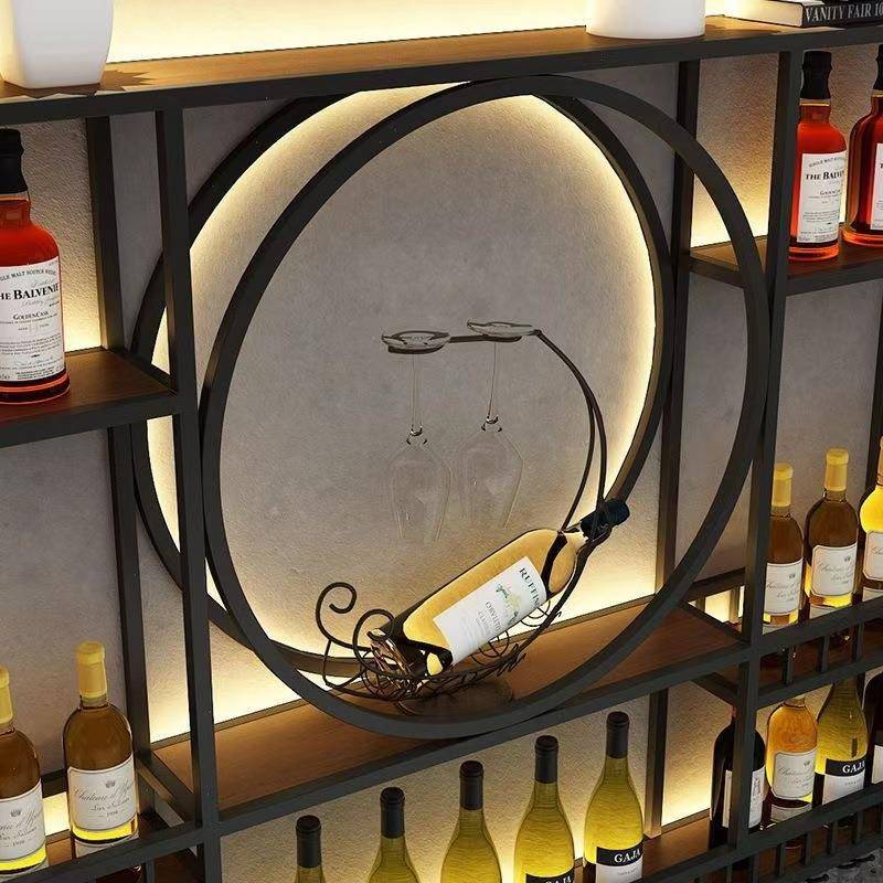 台背壁挂酒架置物架酒多型号景吧式铁艺发光吧展示架子创意餐厅红