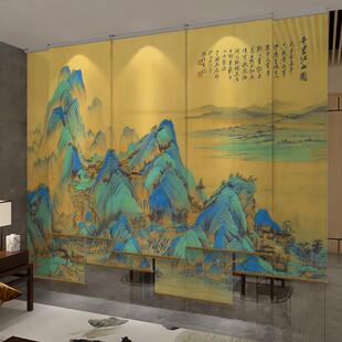 半透无品牌/山景水双帘面透屏风纱中式卷隔断帘挂水帘墨窗帘纱帘