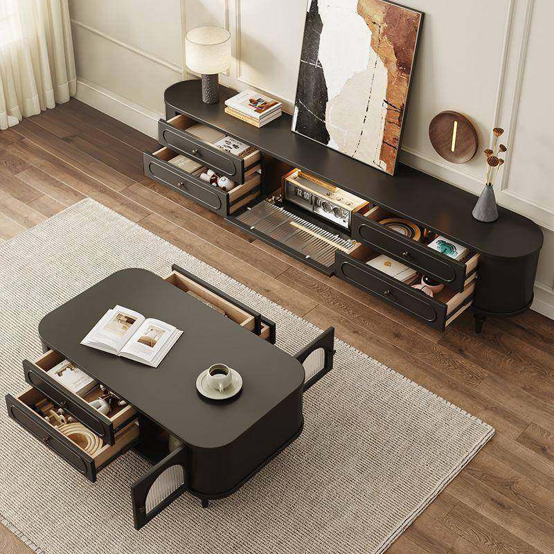 法式层电视GCS风柜合复古奶油风实木豪华茶几组客厅家用中古双电