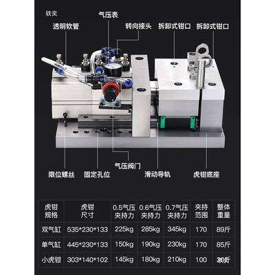 气动虎钳固平口钳攻气动夹具IIR钻机台夹角式台钳铣床具