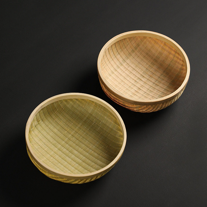 竹制编织筐收纳篮子精品手工果盘针线篮箩筐茶具器文玩可包浆收藏