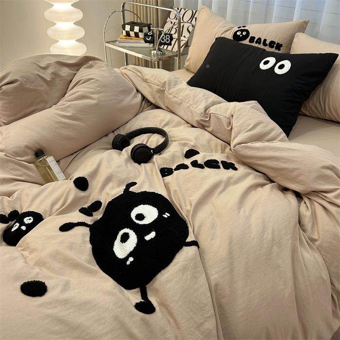 母婴级A超柔毛KNN巾水洗类棉四件套软套糯被套卡通学生宿绣舍款三