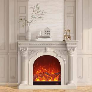 饰柜 炉法壁炉装 式 复古全实木雕法花壁炉别QCO墅客厅仿柜真火壁式
