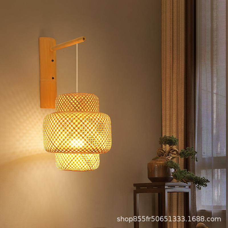竹编壁中式R389竹艺灯创意个日式民性宿茶餐厅饭店走灯廊东南室亚