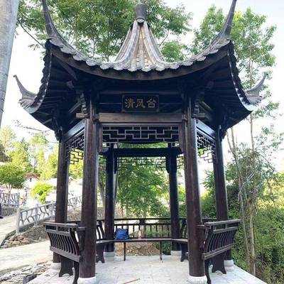 古建六木角亭仿古闲亭园林景01观休六角古建凉防腐亭