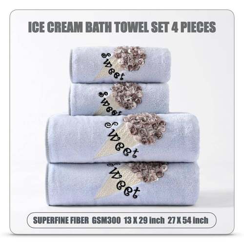 新款轻奢珊瑚绒MDN装毛巾浴巾四件套柔用洗澡浴巾软吸家水跨境货