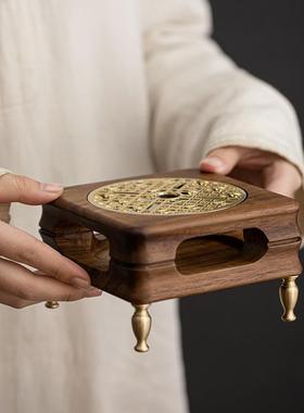 黑壶胡桃木温H02356加茶炉茶蜡花烛热烤茶炉家用酒店保温煮茶器暖