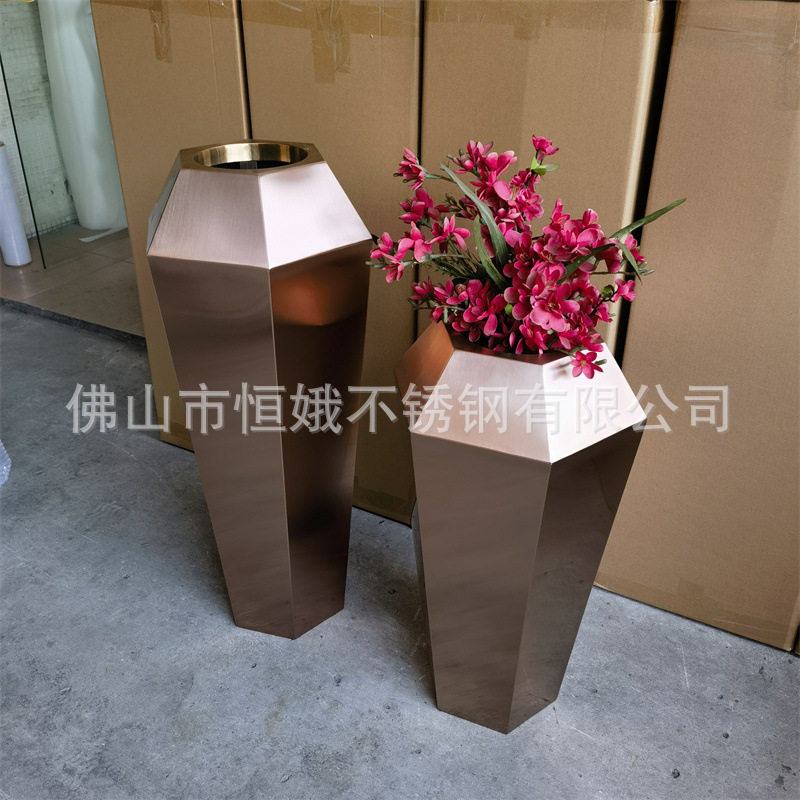 南海广告工艺不锈钢玫瑰金花盆