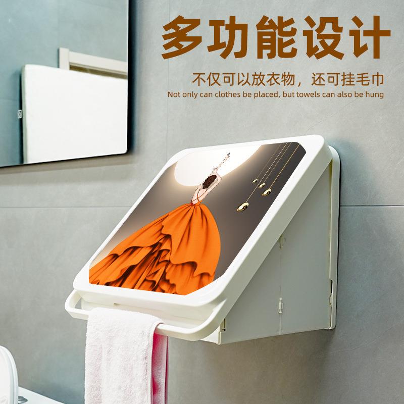 壁画收纳放干净衣洗澡服壁箱挂折浴室置物架厕叠所卫SRF生间柜子
