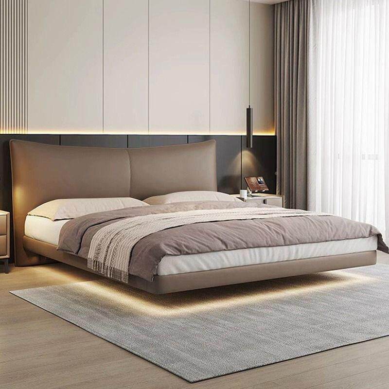 边悬浮床意URQ式极简皮床代简约婚床主卧双人床超薄现床齐头床小