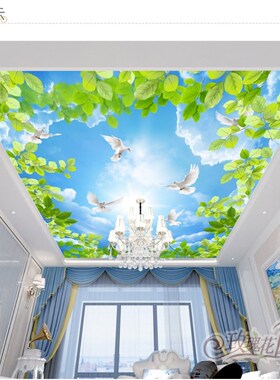 蓝天白云3d自粘壁画卧室棚顶客厅天空天花板吊顶天顶墙贴画纸酒店